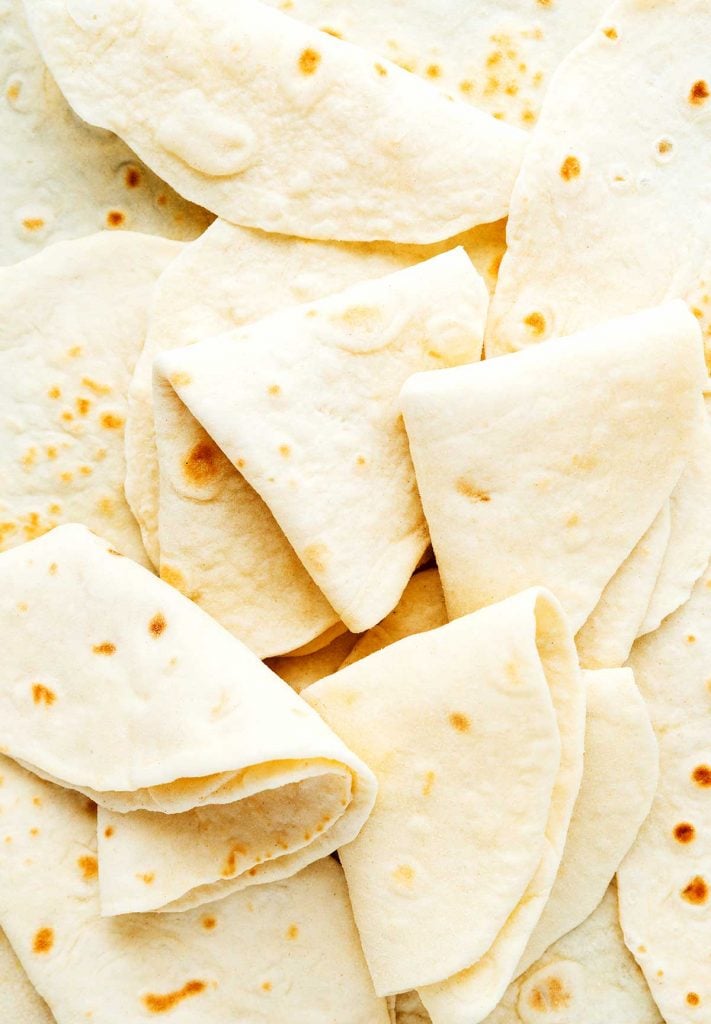 Close up of flour tortillas