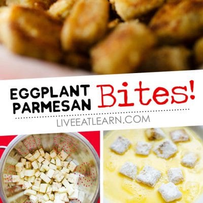 These Eggplant Parmesan Poppers have all the deliciousness of eggplant parmesan, in bite-sized form!