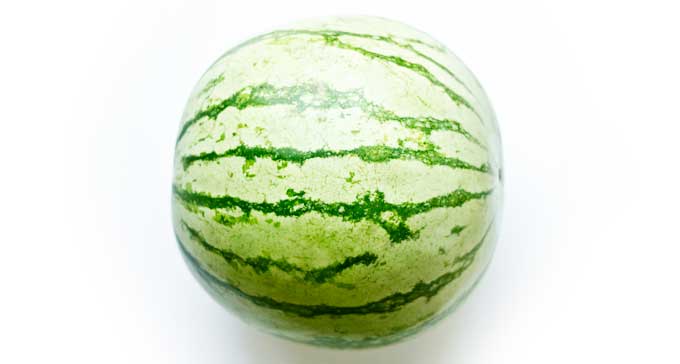 Picture of yellow watermelon on a white background