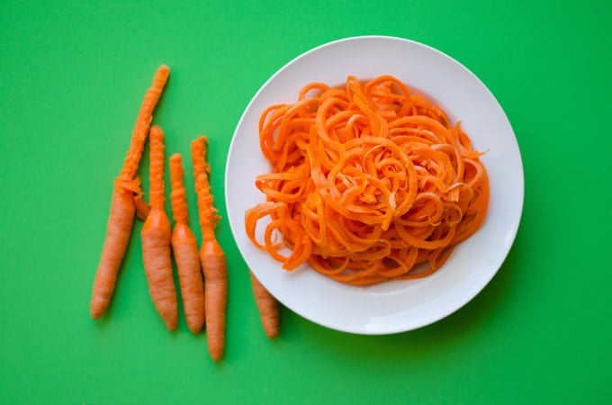 Carrot noodles photo on a plate