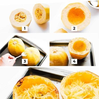 How to cook spaghetti squash on a white background