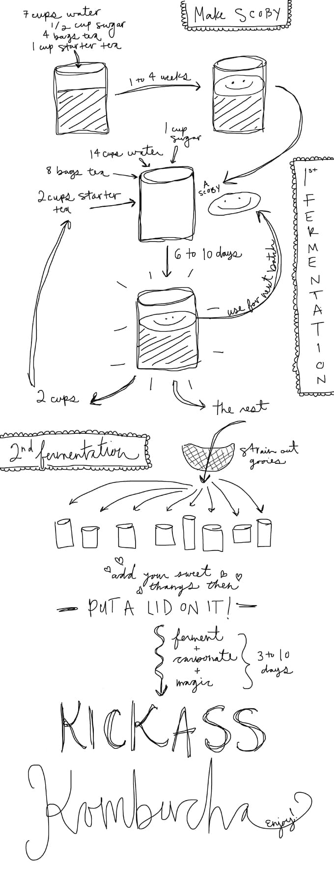 How to make homemade kombucha recipe diagram