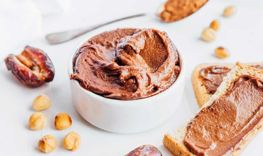 A small dish filled with healthy vegan Nutella 