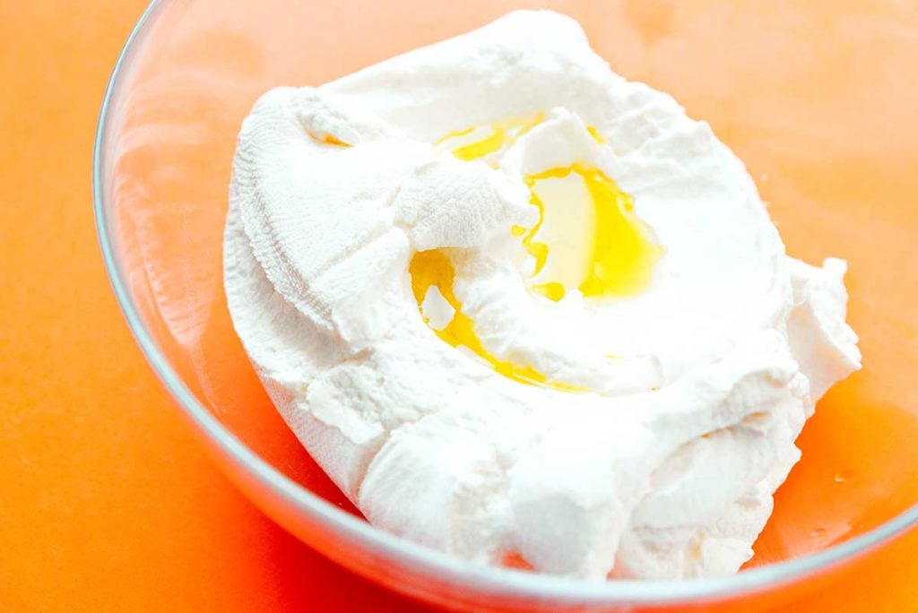 Thick Greek yogurt cheese with olive oil