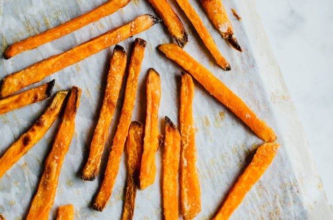 Baked Sweet Potato Fries with Avocado Dipping Sauce