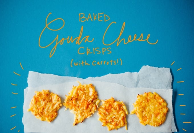 A simple combo of Gouda cheese and carrots, these healthy baked cheese crisps are savory, addictive, low in carbs, and gluten-free!