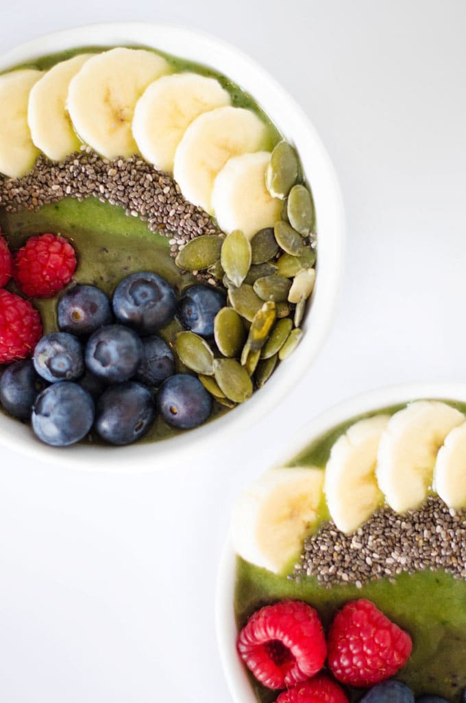 Kale Smoothie Bowl with fruit on top