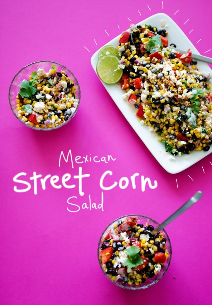 This Mexican Street Corn Salad is a healthy, simple take on elote, the delicious Mexican street vendor version of corn on the cob!