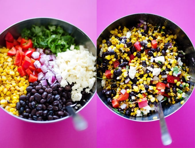 This Mexican Street Corn Salad is a healthy, simple take on elote, the delicious Mexican street vendor version of corn on the cob!