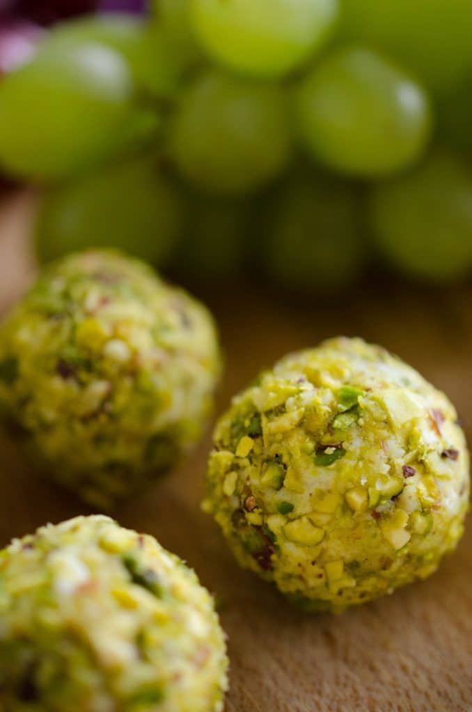 These goat cheese covered grapes rolled in pistachios are crunchy on the outside, creamy on the inside, and bursting with juicy flavor!