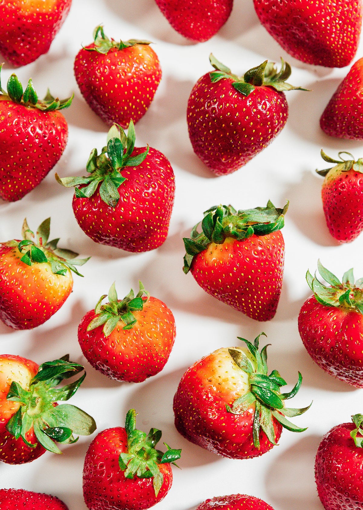 Strawberries on a white background.