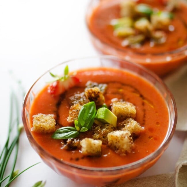 Roasted Pepper and Strawberry Gazpacho Soup
