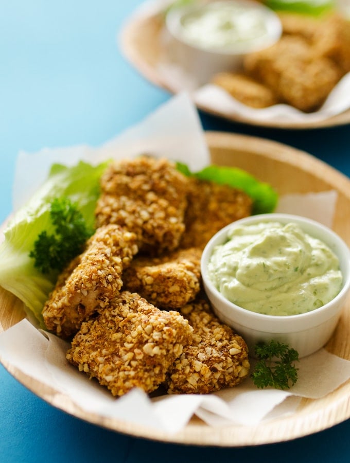 Almond Crusted Baked Tofu Nuggets