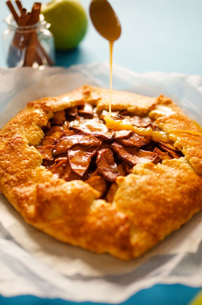 Easy Apple Galette with Salted Maple Caramel Drizzle 