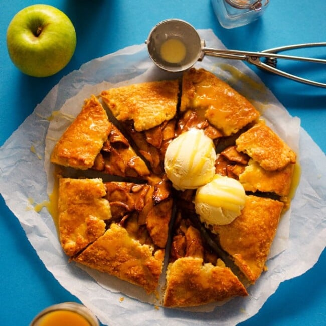 Easy Apple Galette with Salted Maple Caramel Drizzle