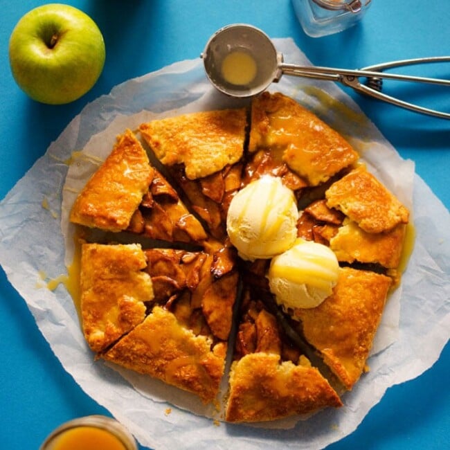 Easy Apple Galette with Salted Maple Caramel Drizzle