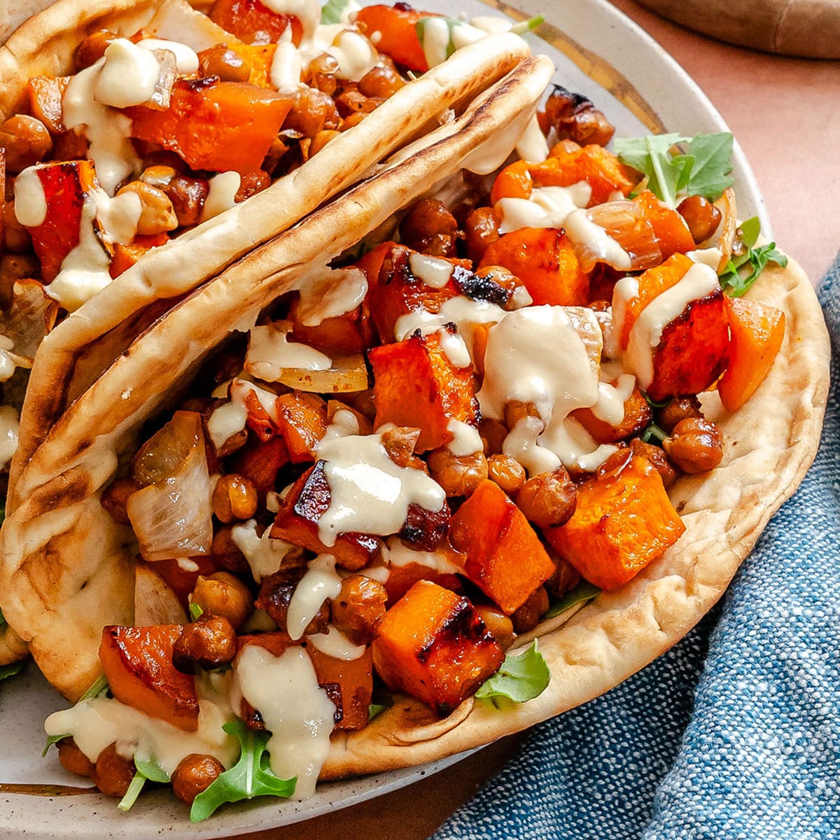 Roasted Butternut Squash Wraps With Crispy Chickpeas