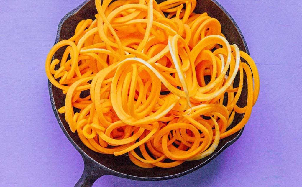 Spiralized butternut squash noodles