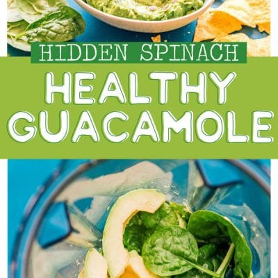 Healthy guacamole in a bowl with spinach