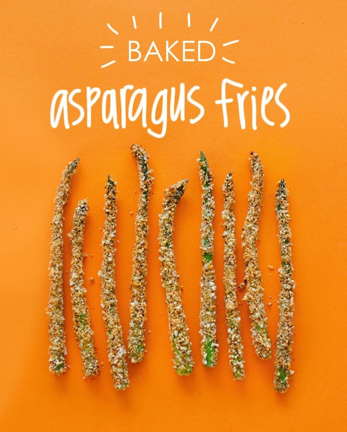 Low carb asparagus fries with almond breading