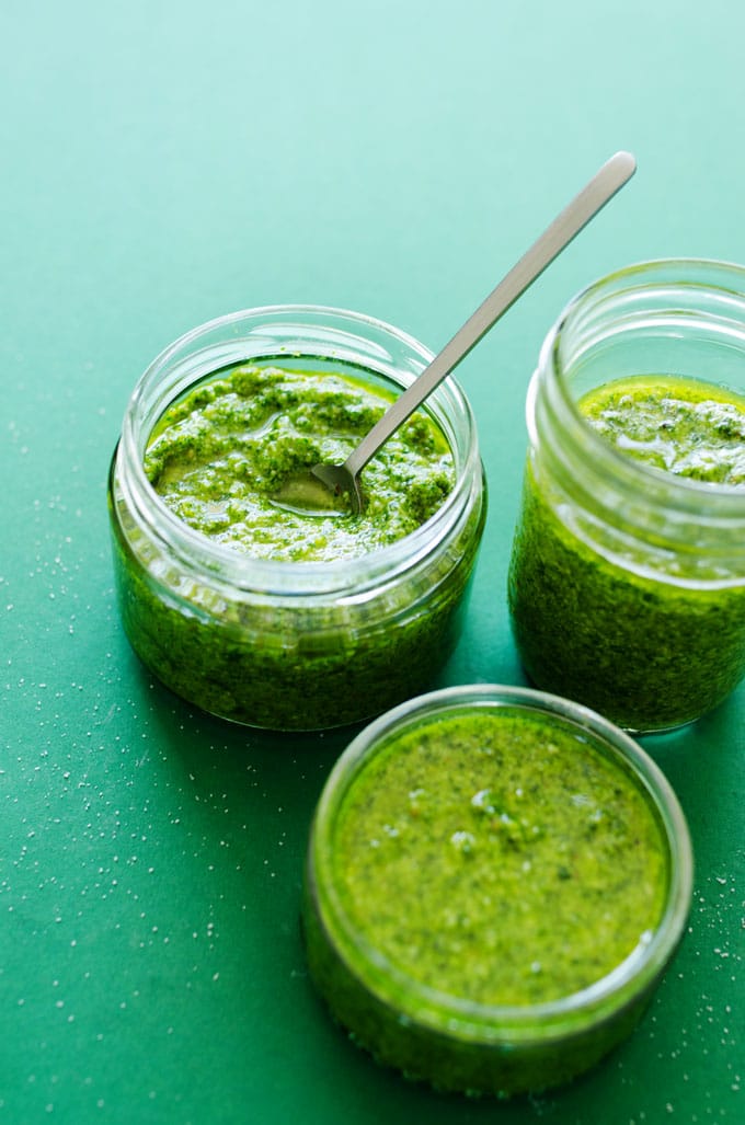 Got extra greens? Make some Leafy Greens Pesto! Here are 3 recipes for carrot top, spinach, and watercress pesto (all in under 5 minutes!)
