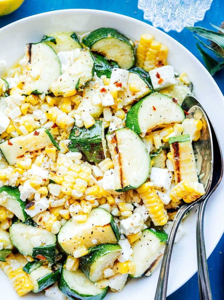 Grilled Zucchini Corn Salad with Feta under 15 minutes Live Eat Learn