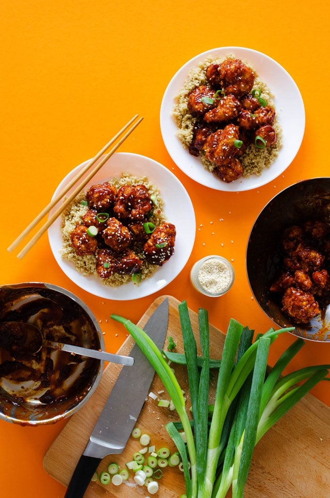 This Baked General Tso's Cauliflower tastes exactly like the Chinese takeout we know and love (without the frying or meat!)