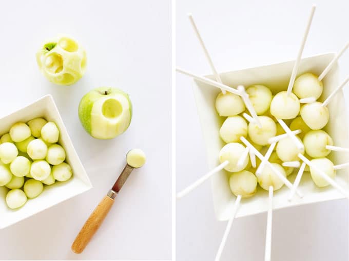 These Candy Apple Lollipops have a crunchy candy coating with crisp Granny Smith apple on the insides. They’re a bite-sized treat that need to be on your menu this fall.