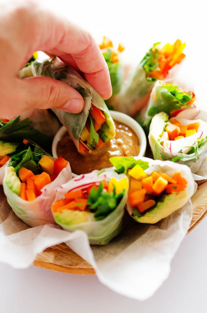 Craving something fresh and delicious (with a little "wow factor" thrown in)? These Vegan Rainbow Spring Rolls are as tasty as they are colorful!