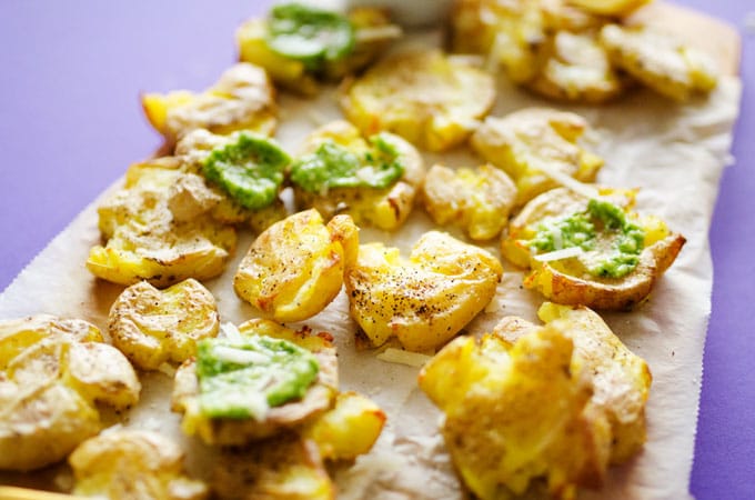 Boil, smash, then bake. Dinner tonight is looking tasty with these easy Smashed Potatoes!