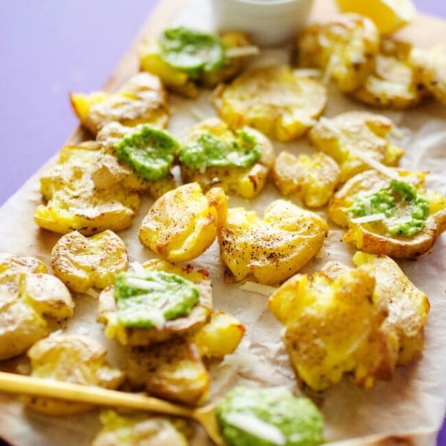 Boil, smash, then bake. Dinner tonight is looking tasty with these easy Smashed Potatoes!