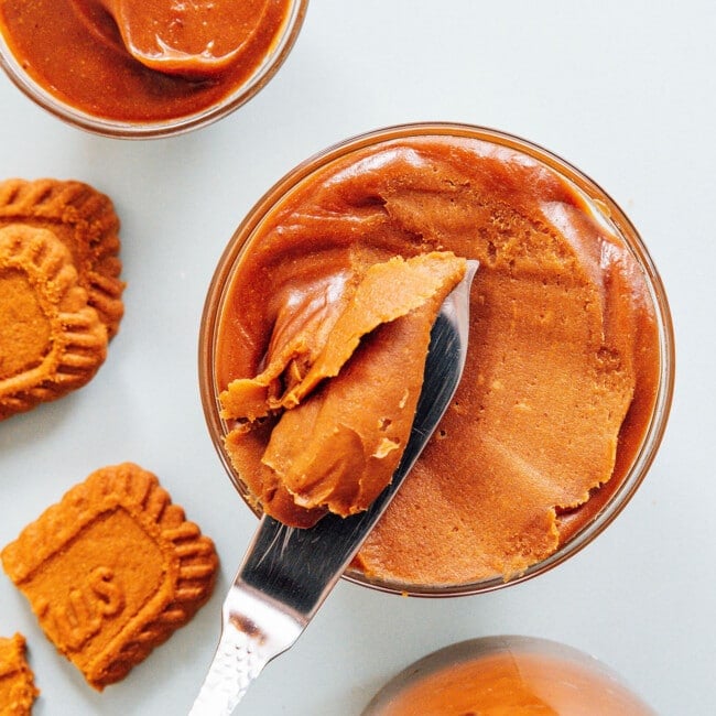 Speculoos cookie butter in a jar.