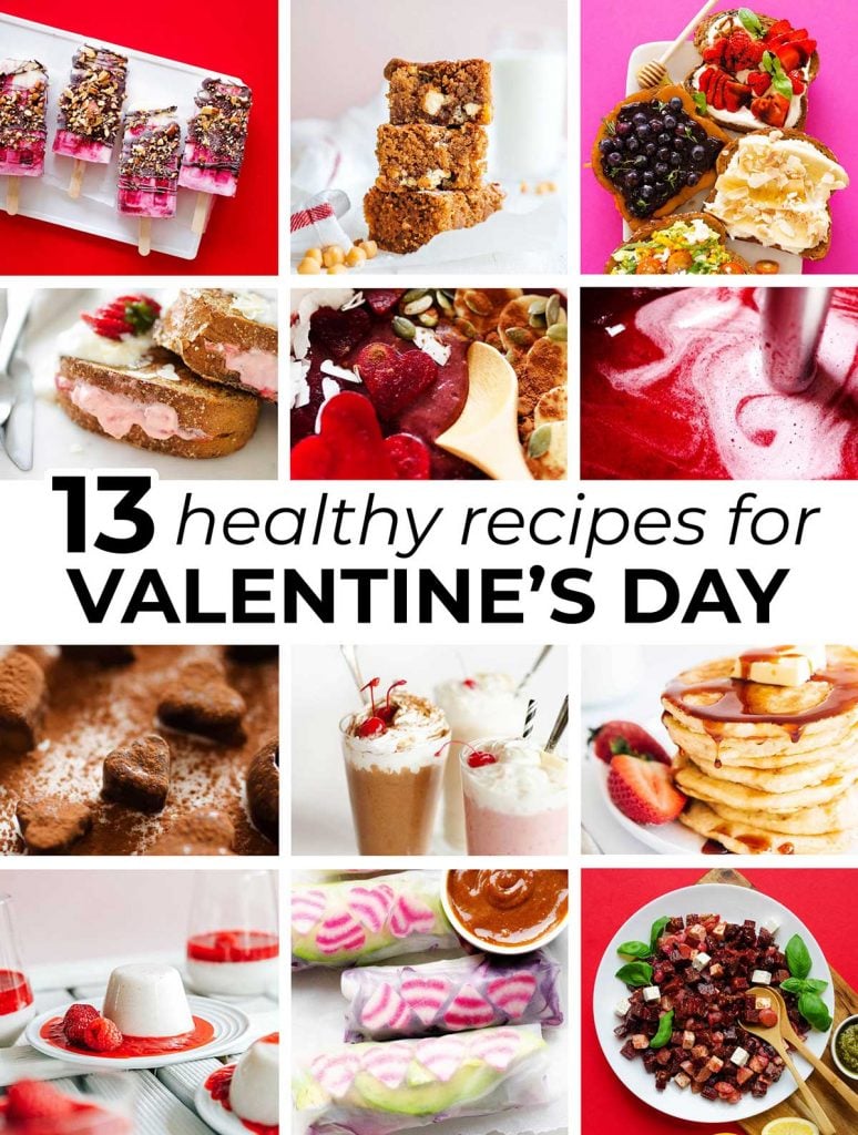 Collage of healthy Valentine's day recipes