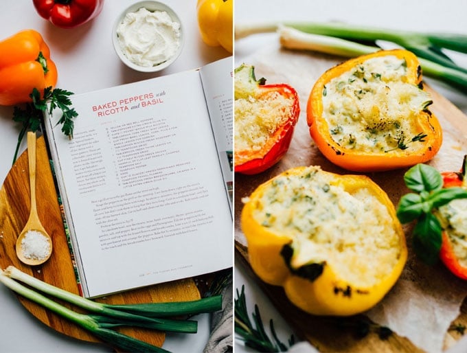 These Herby Ricotta Stuffed Peppers taste straight out of Tuscany with fresh herbs, creamy ricotta, and sharp parmesan. 