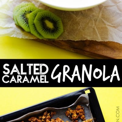 This Salted Caramel Granola can be made two ways: healthy or indulgent! But whichever your choice, this breakfast is packed with whole grains, nuts, and seeds. 