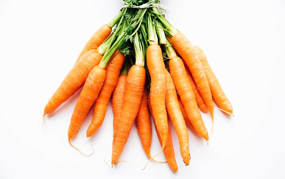 Bundle of carrots on a white background