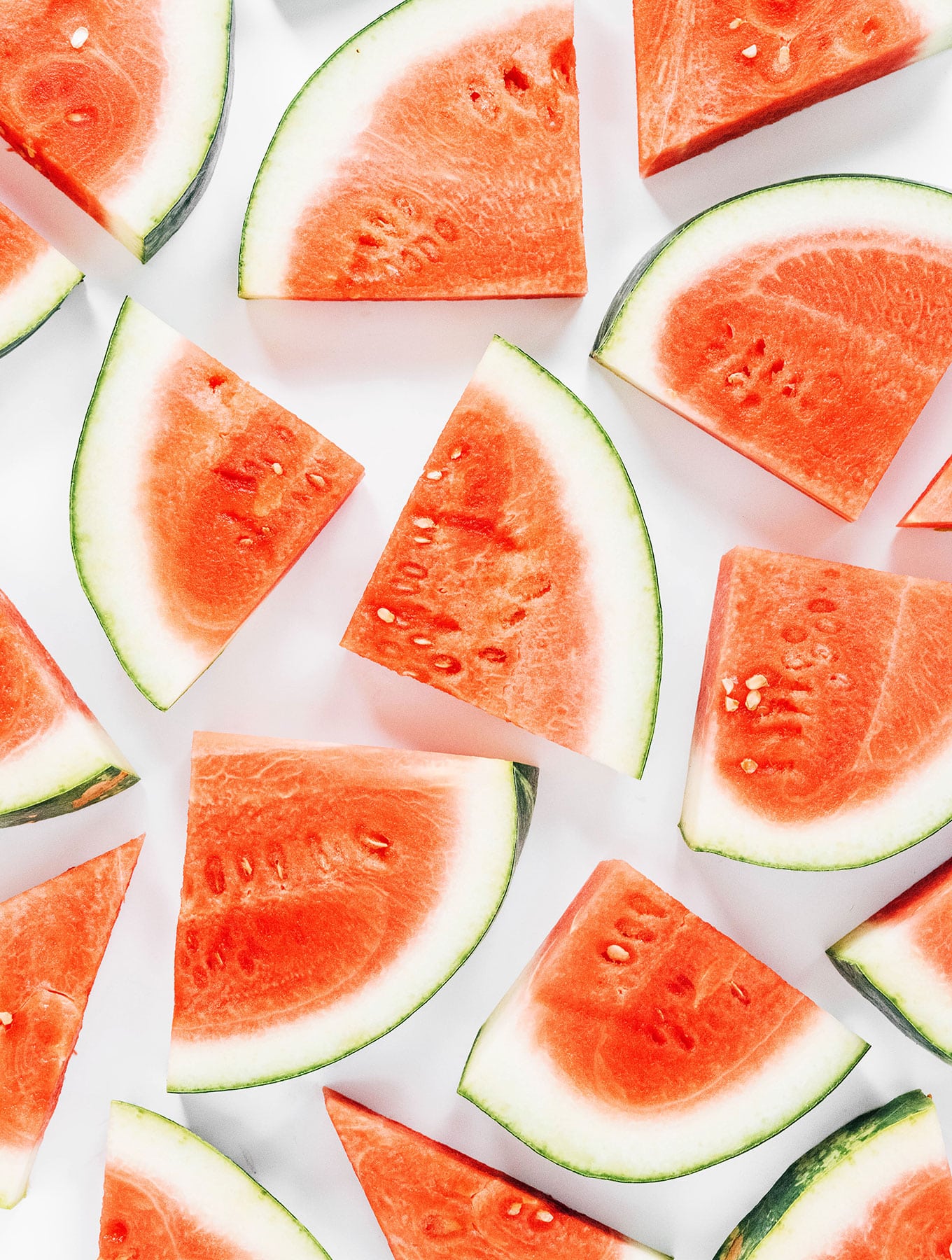 Slices of watermelon on a white background
