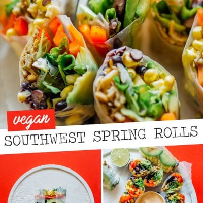 These vegetarian Southwest Spring Rolls are packed with fresh vegetables and dipped in a smoky chipotle sauce. You’ll forget how healthy they are as you devour the whole pile!