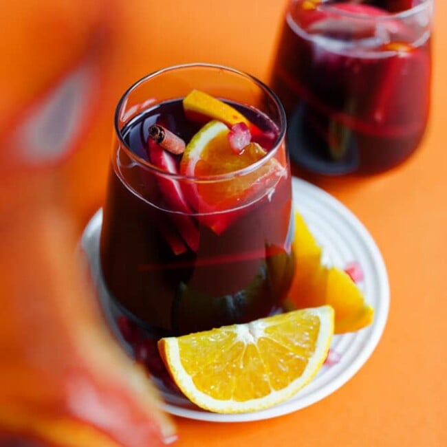 This Pomegranate Holiday Sangria is bursting with seasonal fruits and spices (and is so easy to make!)
