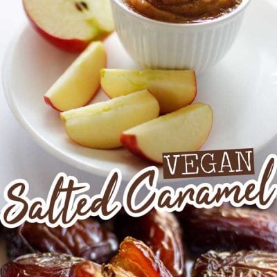 This dreamy Coconut Salted Date Caramel recipe is a healthy, dairy-free, vegan caramel sauce that has just 4 ingredients and can be made in minutes! It's packed with creamy flavor and is perfect as a fruit dip or in vegan desserts.