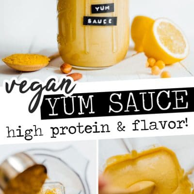 This Vegan Yum Sauce if my take on the sauce made popular at Cafe Yumm. It's creamy, full of flavor, and has a healthy dose of protein!