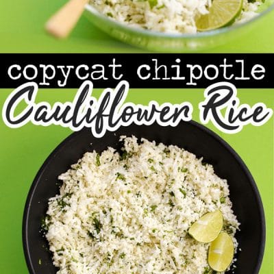 This Chipotle Copycat Cauliflower Rice packs all the signature lime and cilantro flavors of your favorite Chipotle rice (but in low carb cauliflower rice form!)