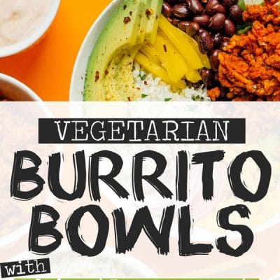 A flavor packed (and easy to make) vegan burrito bowl with tempeh taco meat and copycat Chipotle cauliflower rice!
