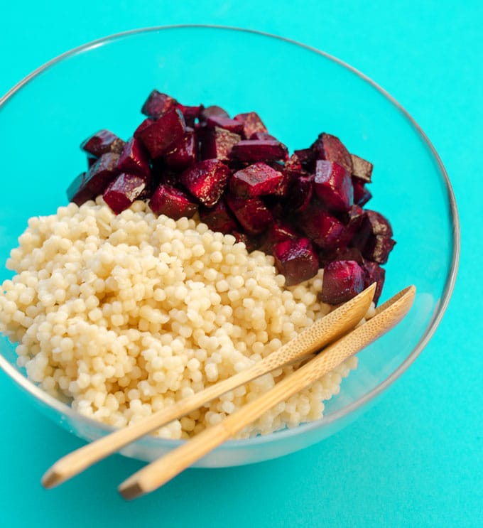 With gorgeous magenta beet and cubes of feta, this Israeli Couscous Salad is the side dish so beautiful, it may as well just be the main course!