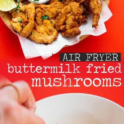Air fryer fried oyster mushrooms recipe with a dipping sauce