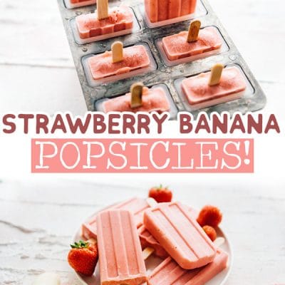 Banana strawberry popsicles recipe on a white plate