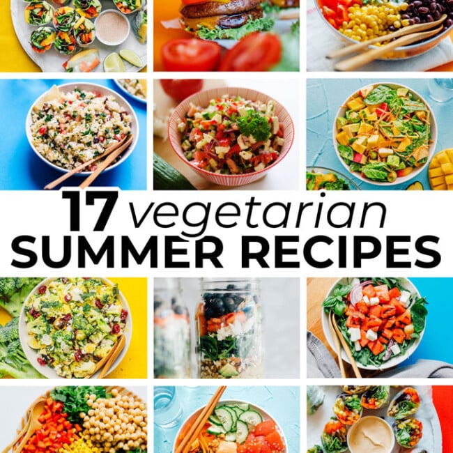 Collage of vegetarian summer recipes