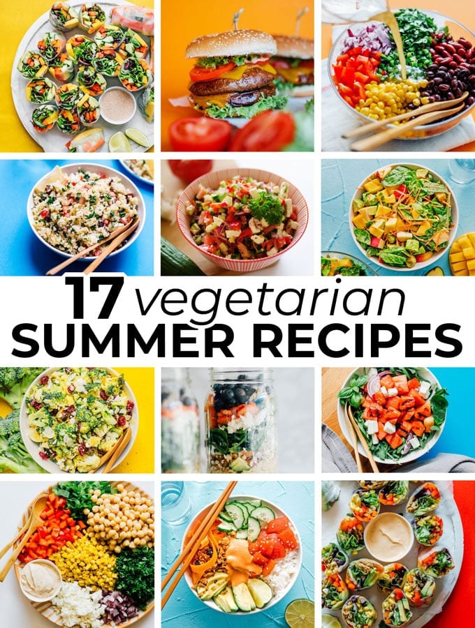 Collage of vegetarian summer recipes