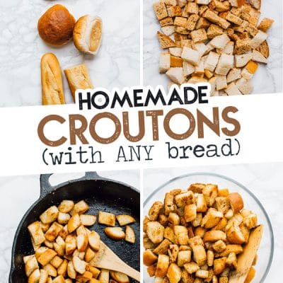 Homemade croutons photo in a bowl