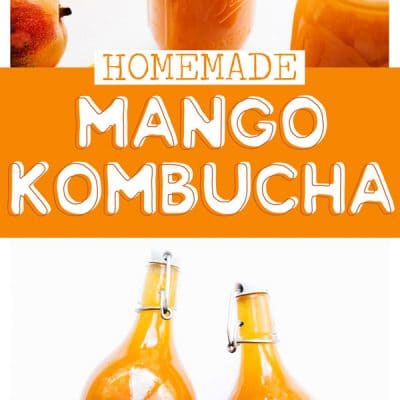 Mango kombucha in bottles